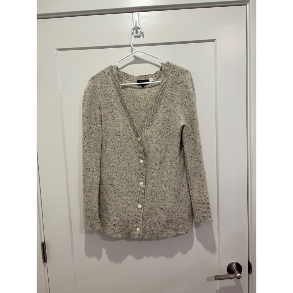 Rag & Bone 100% Cashmere Donegal‎ Speckled V-Neck Cardigan Sweater Beige Mens M